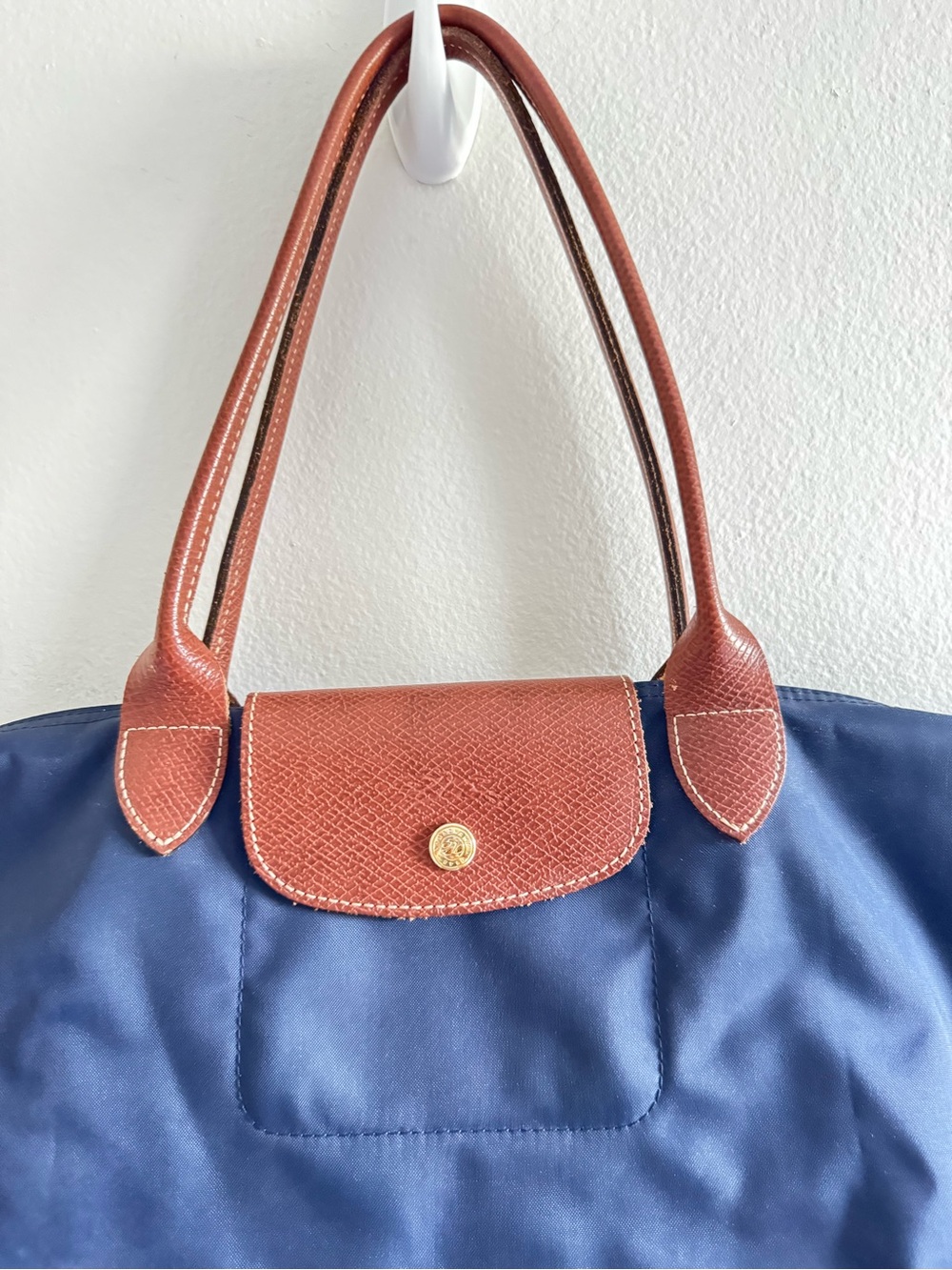 Longchamp Le Pliage Shopping Modele Depose Navy Blue Tote Bag - Picture 2 of 10